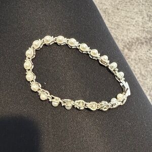 Clear Rhinestone Tennis-Style Bracelet